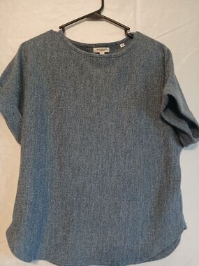 Max Studio Women's Blue Textured Short-Sleeve Top Size Xs